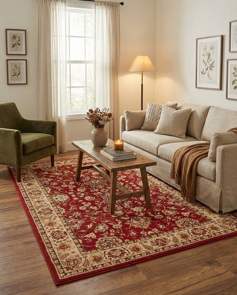 Isfahan Elegance Collection Area Rug - Naghsh-e Jahan (Burgundy) Rectangle Burgundy  lifestyle 40