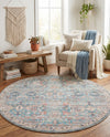 Vintage Memories Collection Area Rug -  Memories Round Blue  lifestyle 76