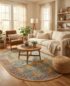 Seville Stripes Collection Area Rug -  Granada (Yellow) Oval Yellow  lifestyle 60
