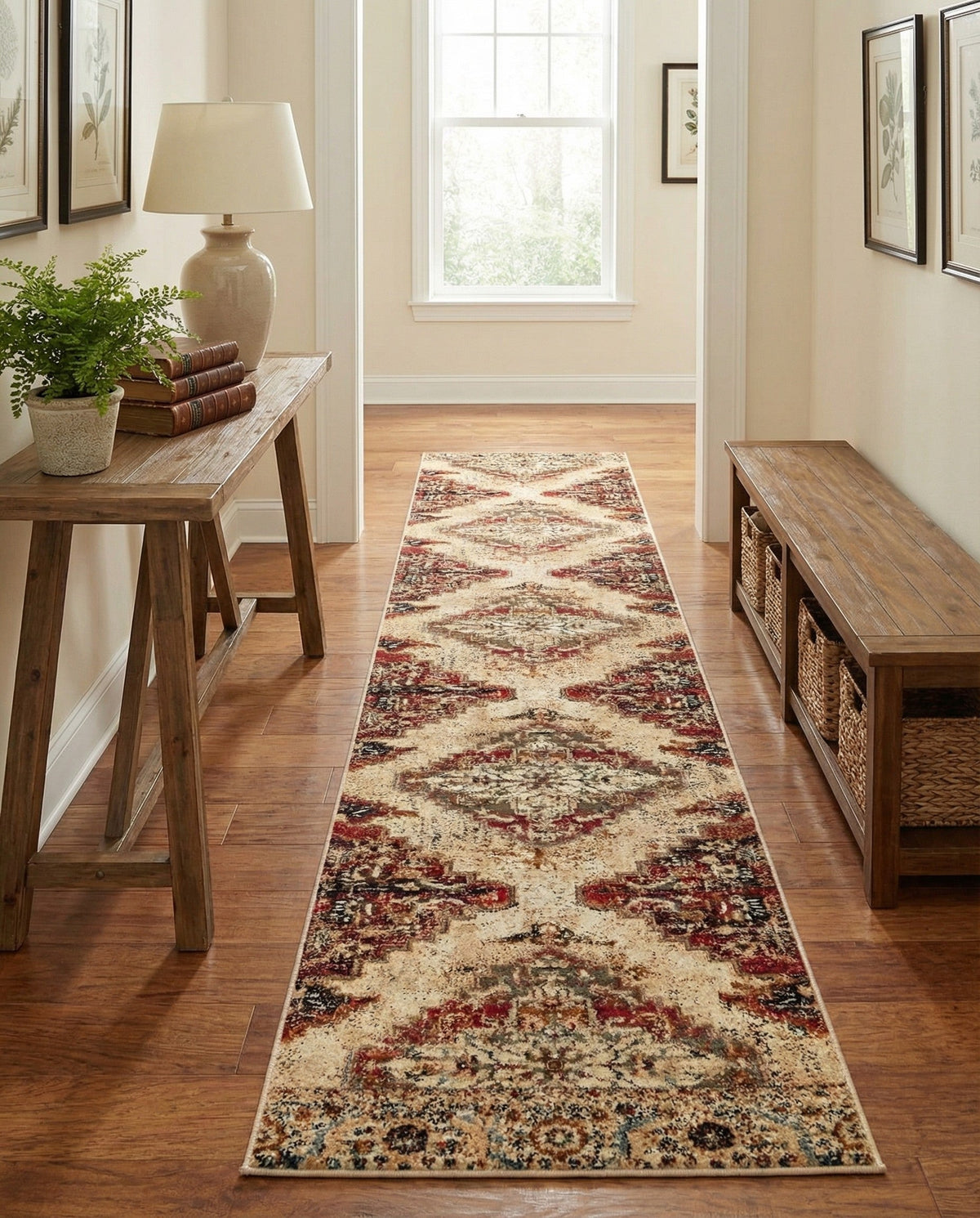 Neptune Elegance Collection Area Rug -  Naiad Runner Burgundy Beige  lifestyle 58