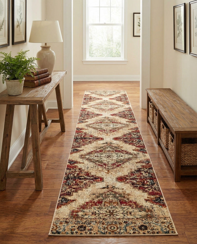 Neptune Elegance Collection Area Rug -  Naiad Runner Burgundy Beige  lifestyle 58