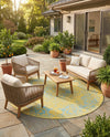 Urban Oasis Rugs Collection Area Rug -  Penthouse (Yellow and Aqua) Round Yellow and Aqua  lifestyle 45