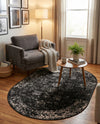 Riviera Elegance Collection Area Rug - Antibes (Black) Oval Black  lifestyle 91