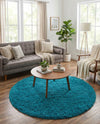 Plush Oasis Collection Area Rug - Serenity (Turquoise) Round Turquoise  lifestyle 34