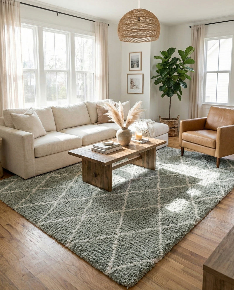 Casablanca Comfort Collection Area Rug -  Tangier Rectangle White Cyan  lifestyle 19