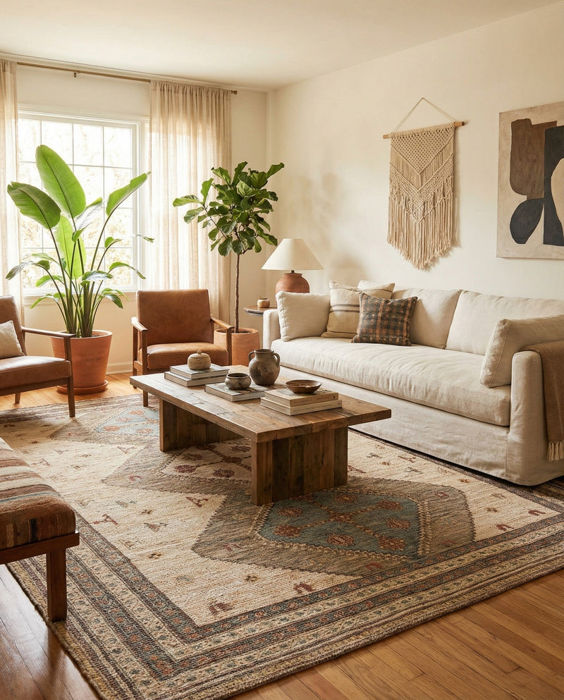 Savannah Threads Collection Area Rug -  Pampas Rectangle Beige  lifestyle 17