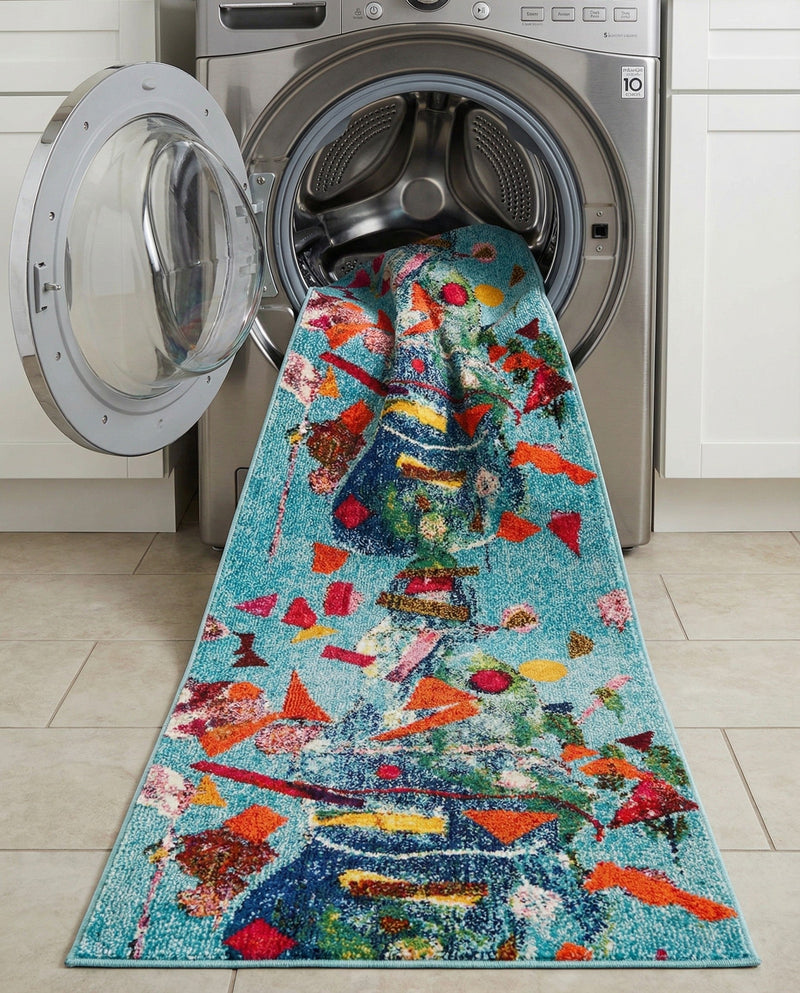 Colorburst Oasis Collection Area Rug -  Fresco Runner Aqua  lifestyle 47