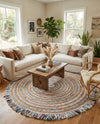 Osian Looms Collection Area Rug - Kathmandu Round Multi White  lifestyle 36