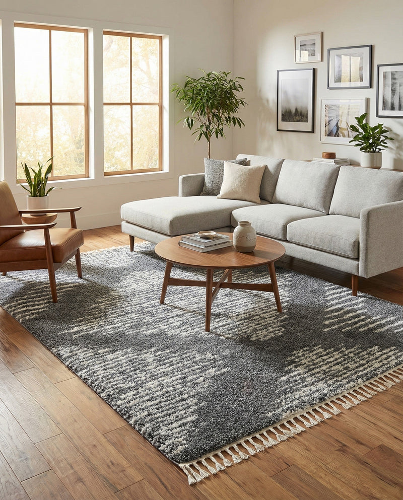 Tranquil Tides Shag Collection Area Rug -  Azure Rectangle Gray  lifestyle 26