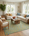 Savannah Escape Collection Area Rug -  Amazon (Blue Yellow) Rectangle Blue Yellow  lifestyle 19