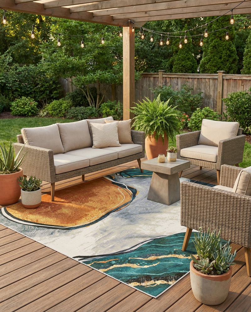 Urban Terrace Collection Area Rug -  Pavilion Square Multi  lifestyle 14