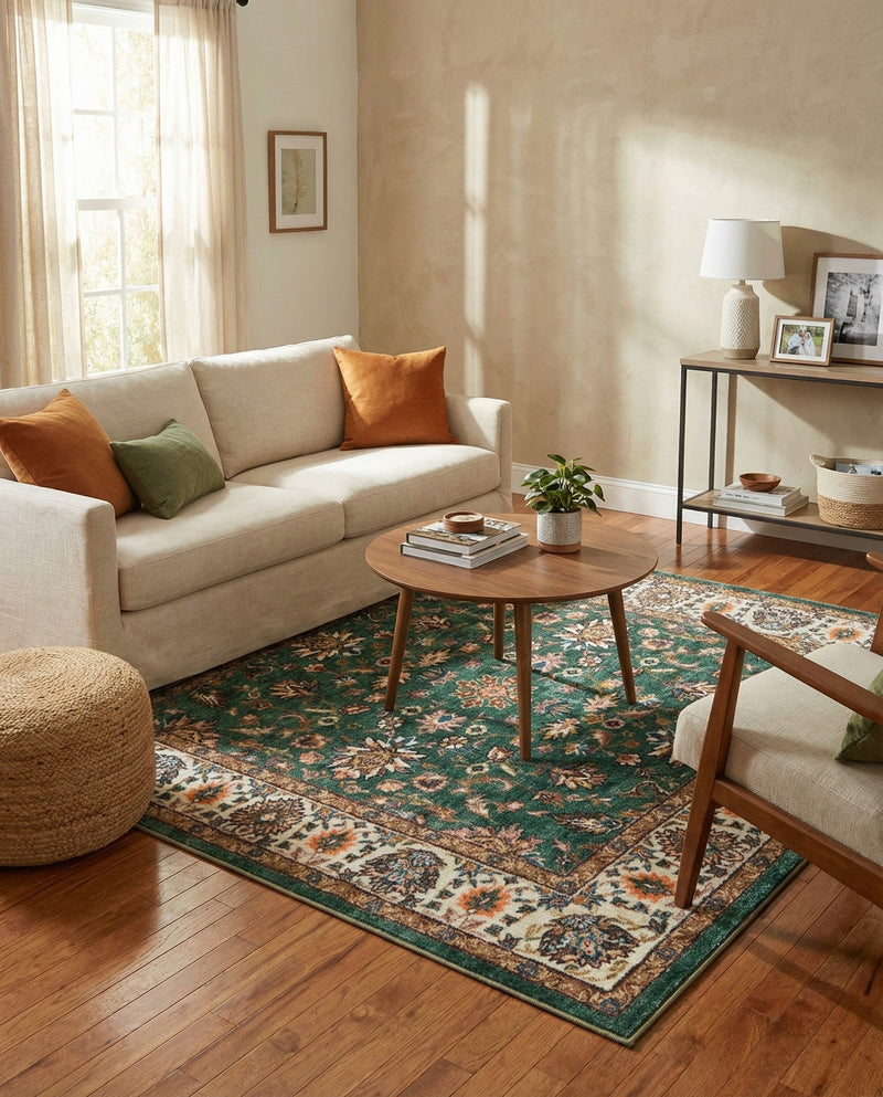 Casablanca Tapestry Collection Area Rug -  Marrakech (Emerald Green) Square Emerald Green  lifestyle 52