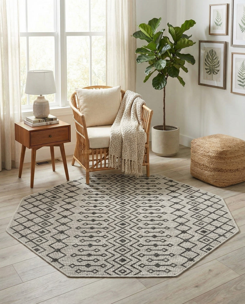 Savannah Pergola Collection Area Rug -  Pergola (Gray) Octagon Gray  lifestyle 61