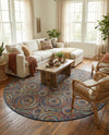Coastal Terrace Collection Area Rug -  Lagoon Round Multi  lifestyle 44