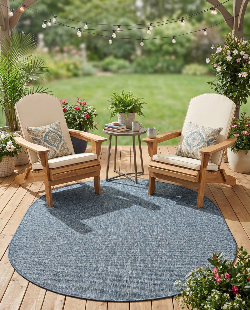 Seaside Serenity Collection Area Rug - Veranda (Blue) Oval Blue  lifestyle 49