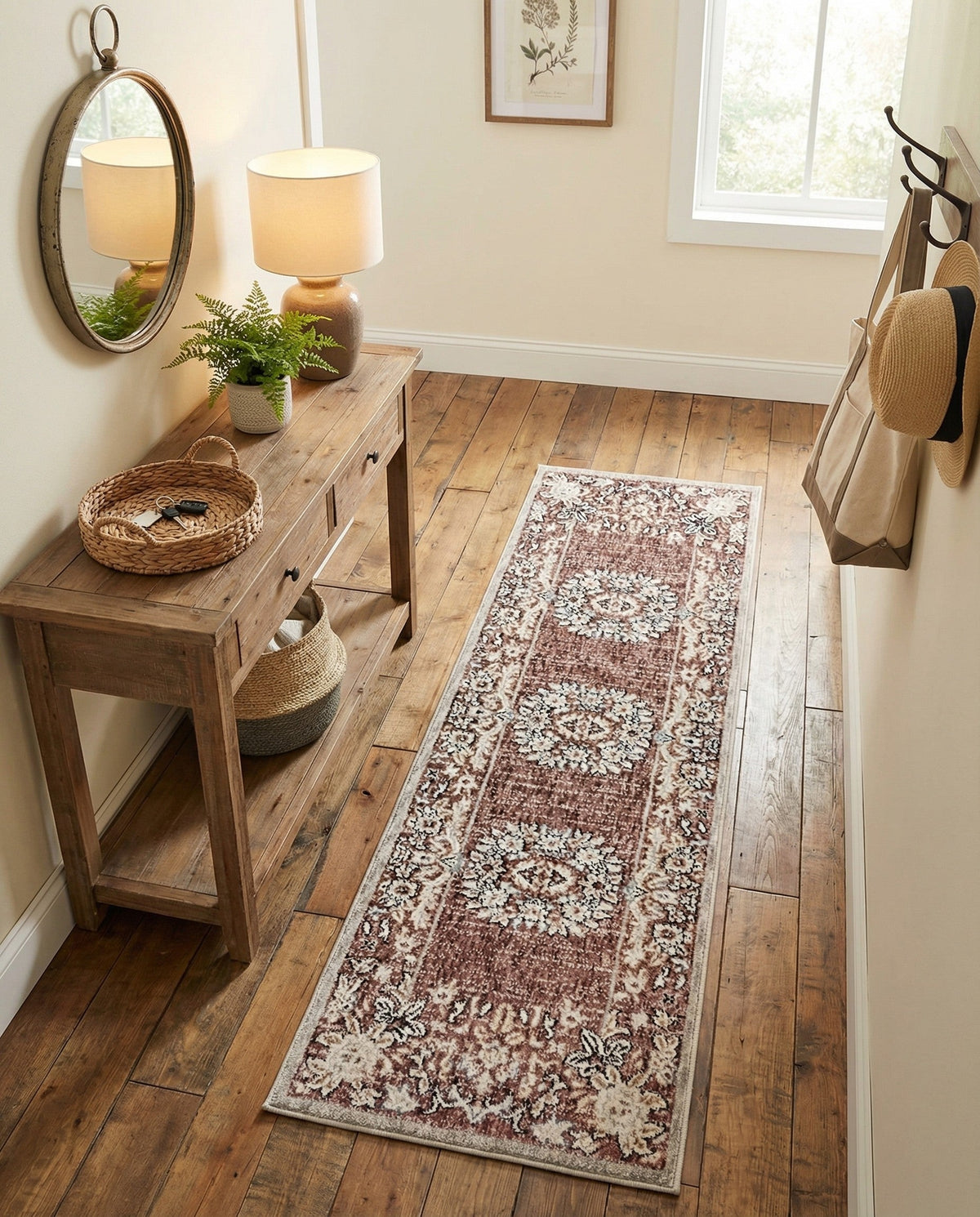 Heritage Harbor Collection Area Rug -  Seabreeze Runner Dusty Rose  lifestyle 131