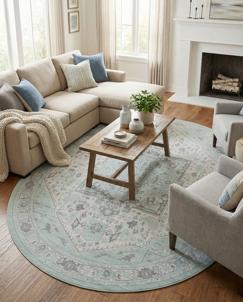 Savannah Series Collection Area Rug - Charleston (Mint) Oval Mint  lifestyle 40