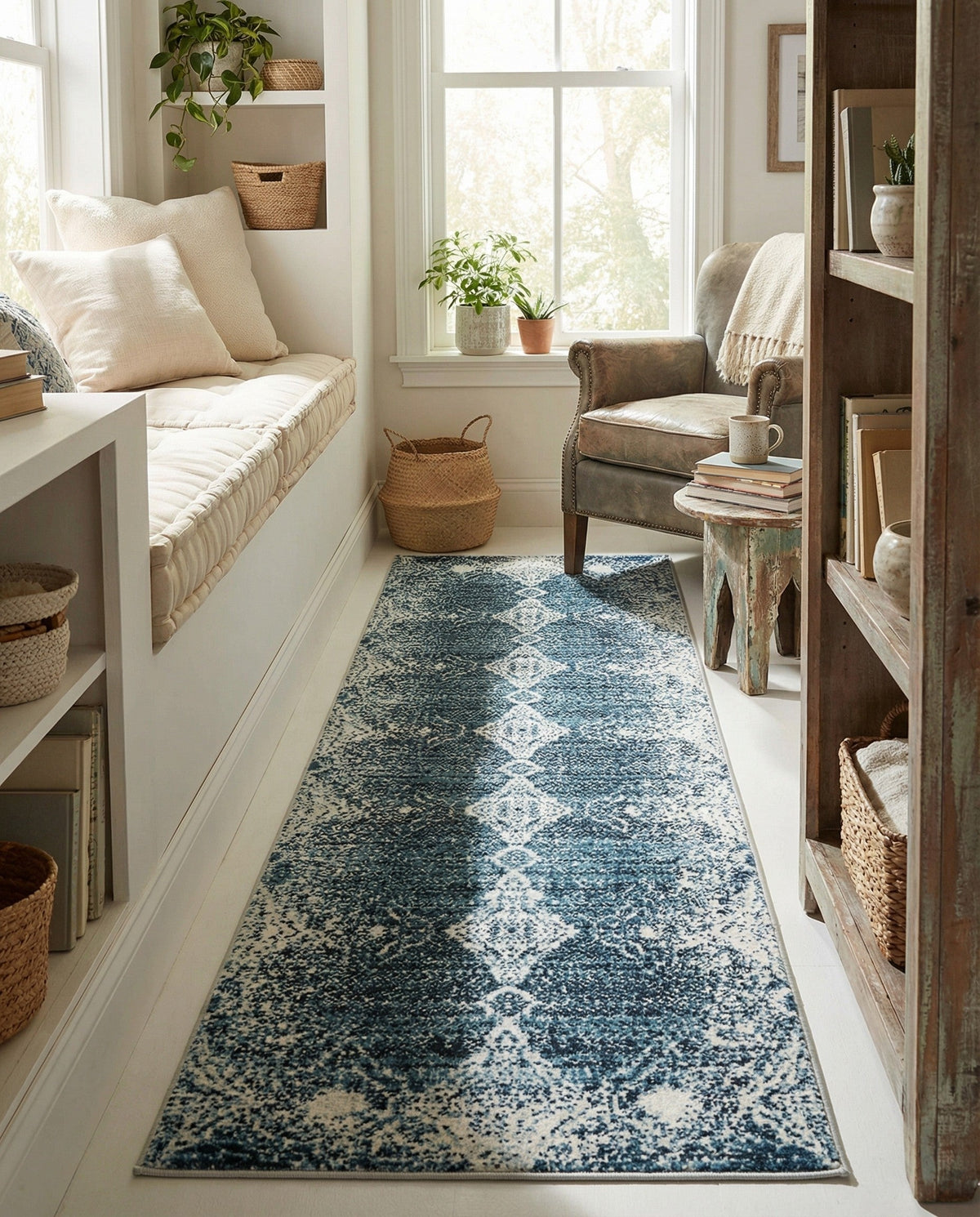 Aegean Elegance Washables Collection Area Rug -  Naxos Runner Navy Blue  lifestyle 109