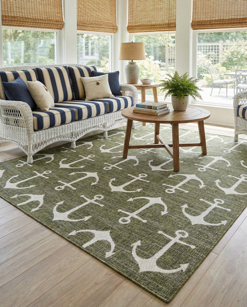 Seaside Haven Rugs Collection Area Rug - Sapphire (Green) Square Green  lifestyle 64