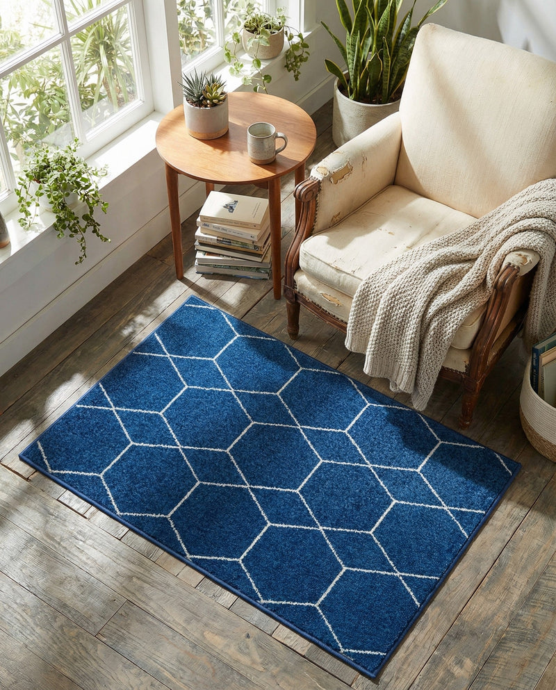 Trellis Mosaic Collection Area Rug - Arborville (Navy Blue) Rectangle Navy Blue  lifestyle 16