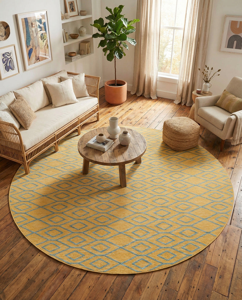 Urban Oasis Rugs Collection Area Rug -  Boulevard (Yellow and Aqua) Round Yellow and Aqua  lifestyle 47