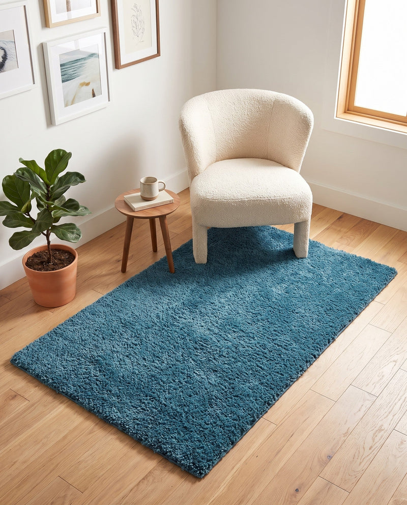 Cozy Comfort Shag Collection Area Rug - Haven (Turquoise) Rectangle Turquoise  lifestyle 32
