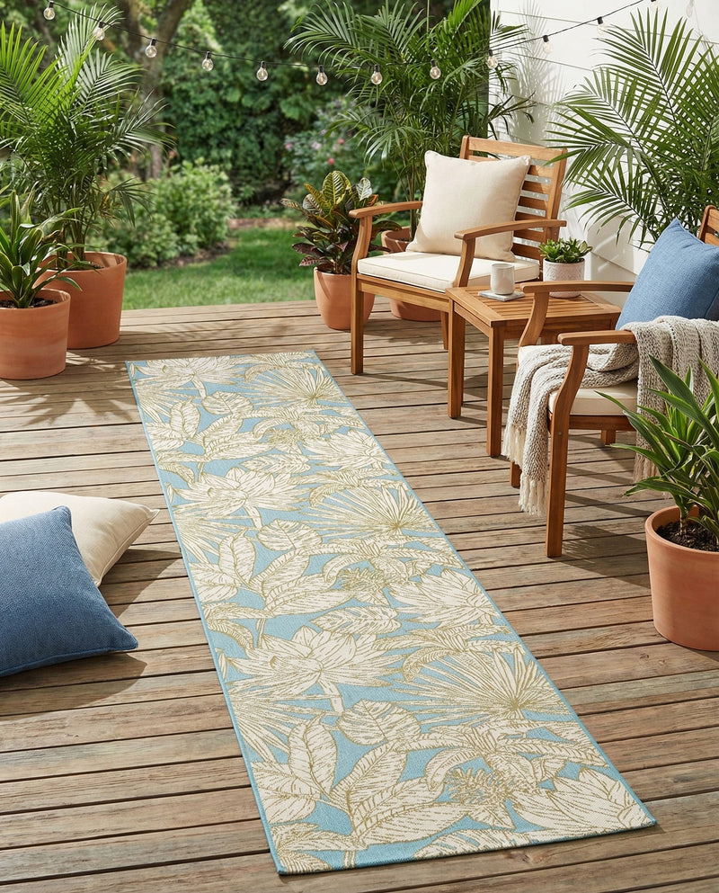 Seaside Blooms Collection Area Rug -  Shalimar Runner Soft Blue  lifestyle 76