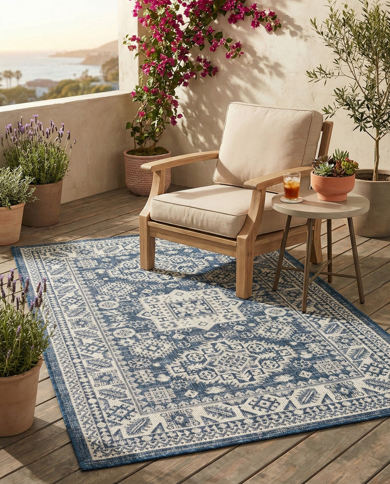 Tribal Terrace Treasures Collection Area Rug -  Incan Isle (Blue) Rectangle Blue  lifestyle 26