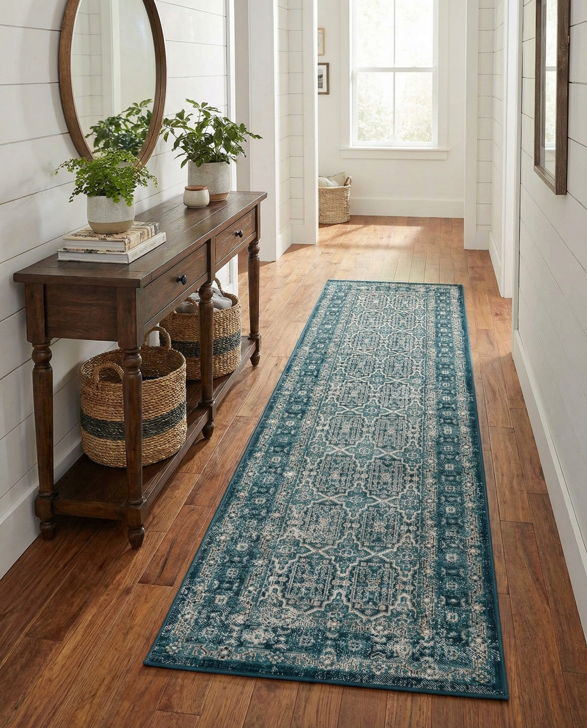 Geneva Terrace Collection Area Rug -  Nyon Runner Blue  lifestyle 102