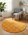 Trellis Mosaic Collection Area Rug -  Pergolatown (Orange) Round Orange  lifestyle 38