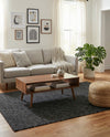 Trellis Wool Collection Area Rug - Cobbles Rectangle Black  lifestyle 16