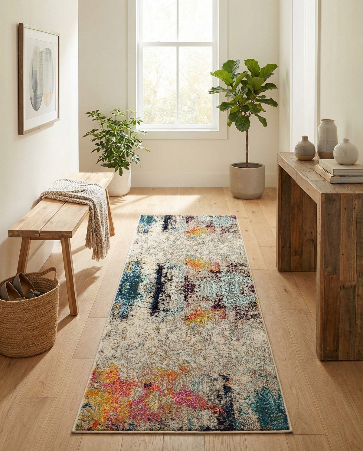 Chromatic Oasis Collection Area Rug -  Azure Runner Beige  lifestyle 119