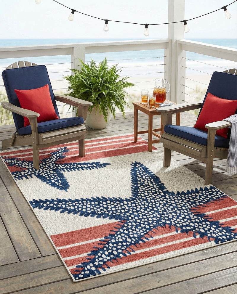 Caribbean Terrace Collection Area Rug -  Curacao Rectangle Ivory  lifestyle 6