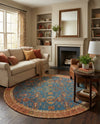 Patio Heritage Collection Area Rug -  Pavilion Round Navy Blue  lifestyle 78