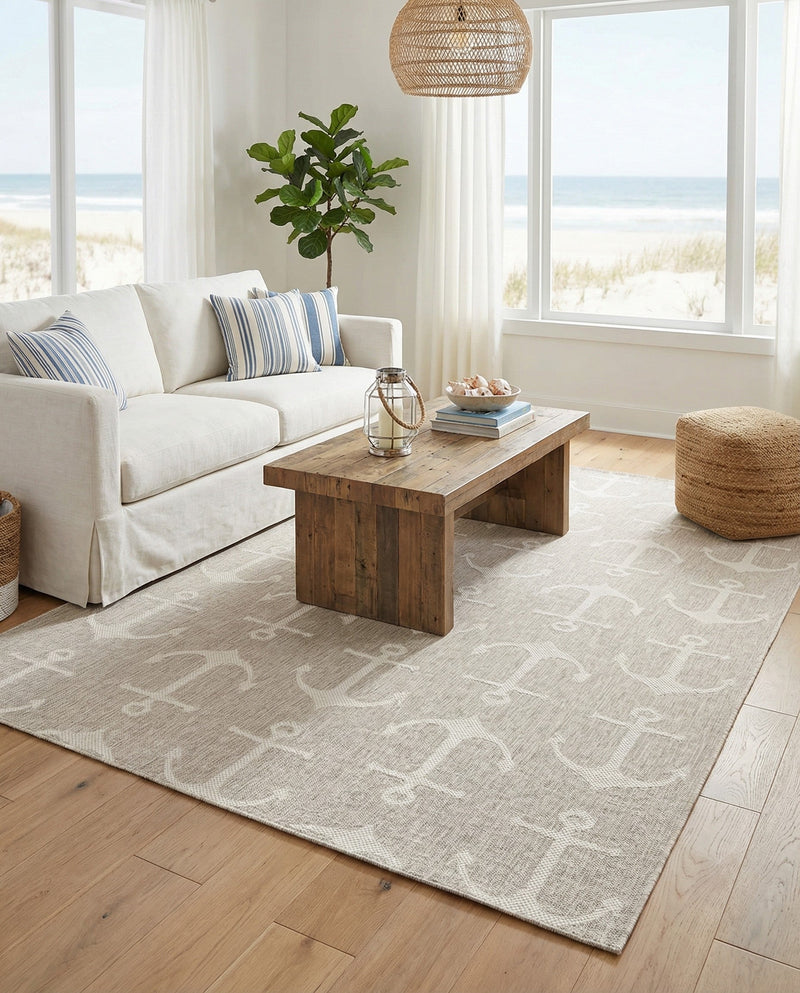 Seaside Haven Rugs Collection Area Rug - Sapphire (Gray) Rectangle Gray  lifestyle 19