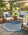Terrace Fringe Collection Area Rug - Veranda (Blue) Octagon Blue  lifestyle 47