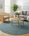 Seaside Serenity Collection Area Rug - Veranda (Teal) Round Teal  lifestyle 62