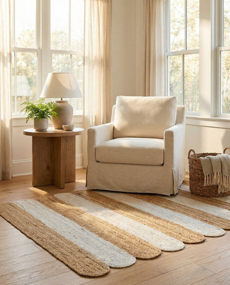 Serenity Braided Jute Collection Area Rug - Luna Rectangle Natural and Ivory  lifestyle 7