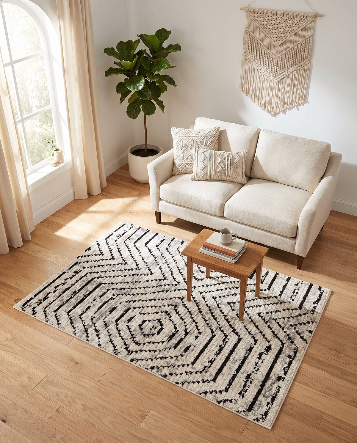Marrakech Mosaic Collection Area Rug -  Tangier Rectangle Black and White  lifestyle 22