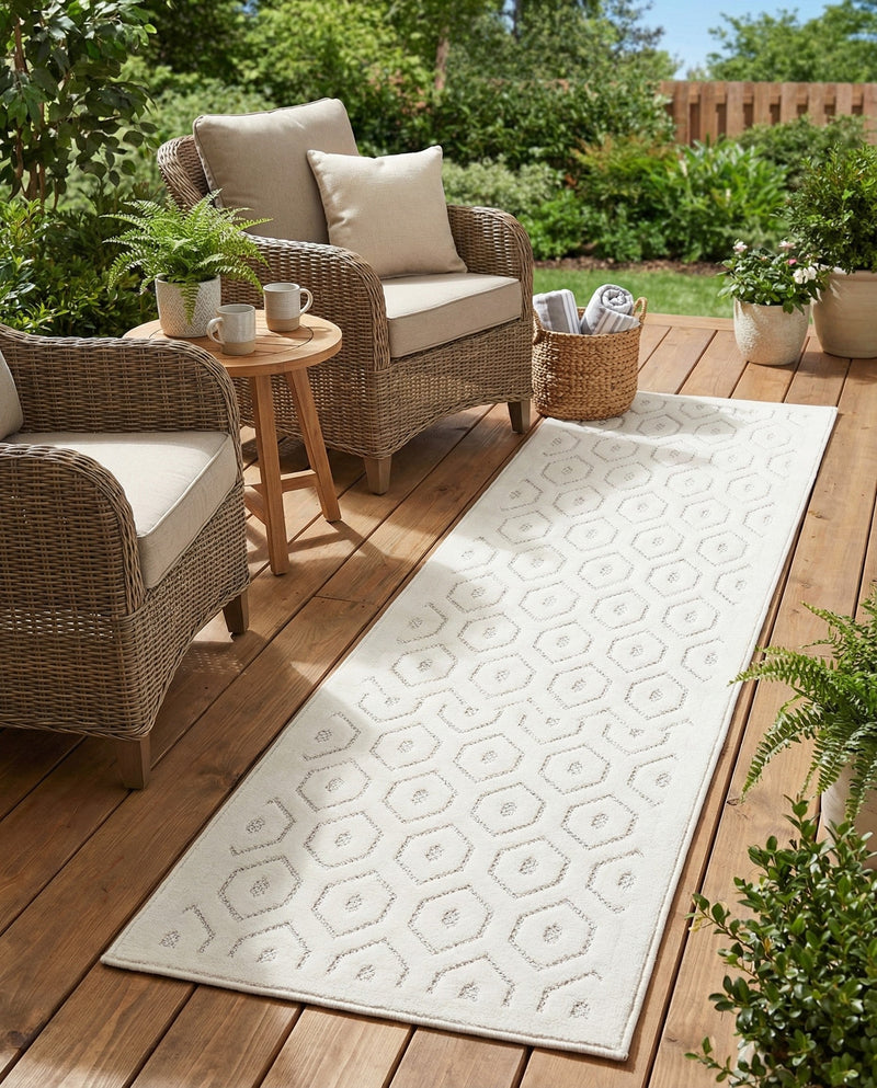 Garden Lattice Charm Collection Area Rug - Arbor (Ivory) Runner Ivory  lifestyle 51