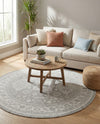 Tribal Terrace Treasures Collection Area Rug -  Incan Isle (Light Gray) Round Light Gray  lifestyle 44