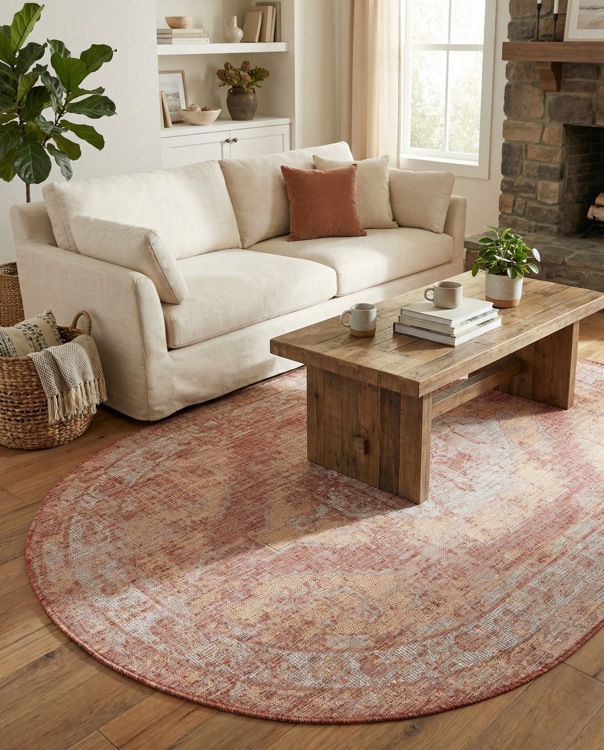 Patio Heritage Collection Area Rug -  Augusta (Rust Red) Oval Rust Red  lifestyle 108