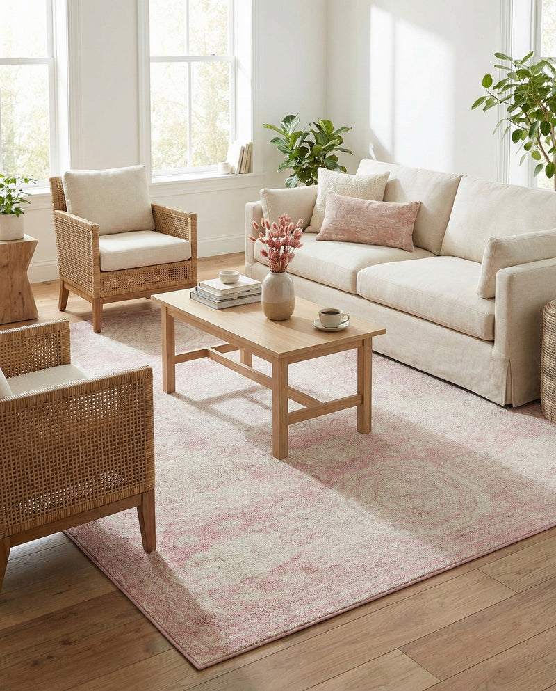 Dover Terrace Collection Area Rug -  Lagoon (Pink) Rectangle Pink  lifestyle 21
