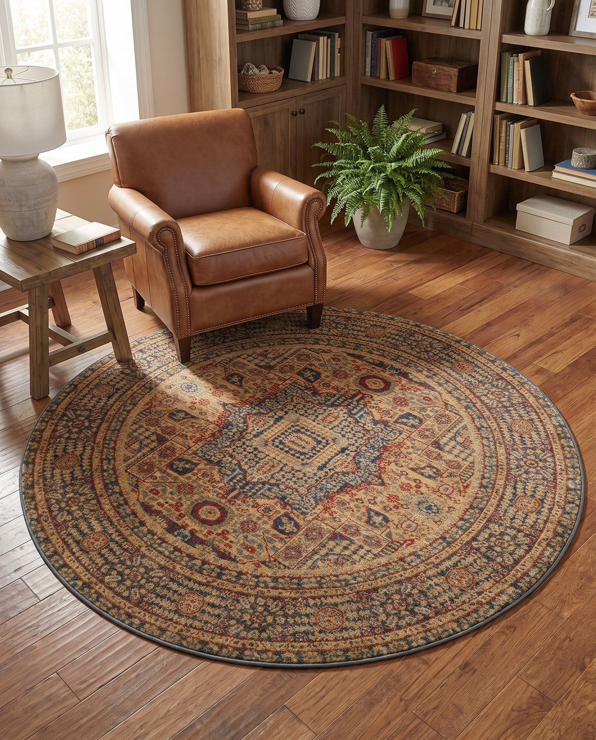 Ottoman Elegance Collection Area Rug - Sultan Round Blue  lifestyle 193