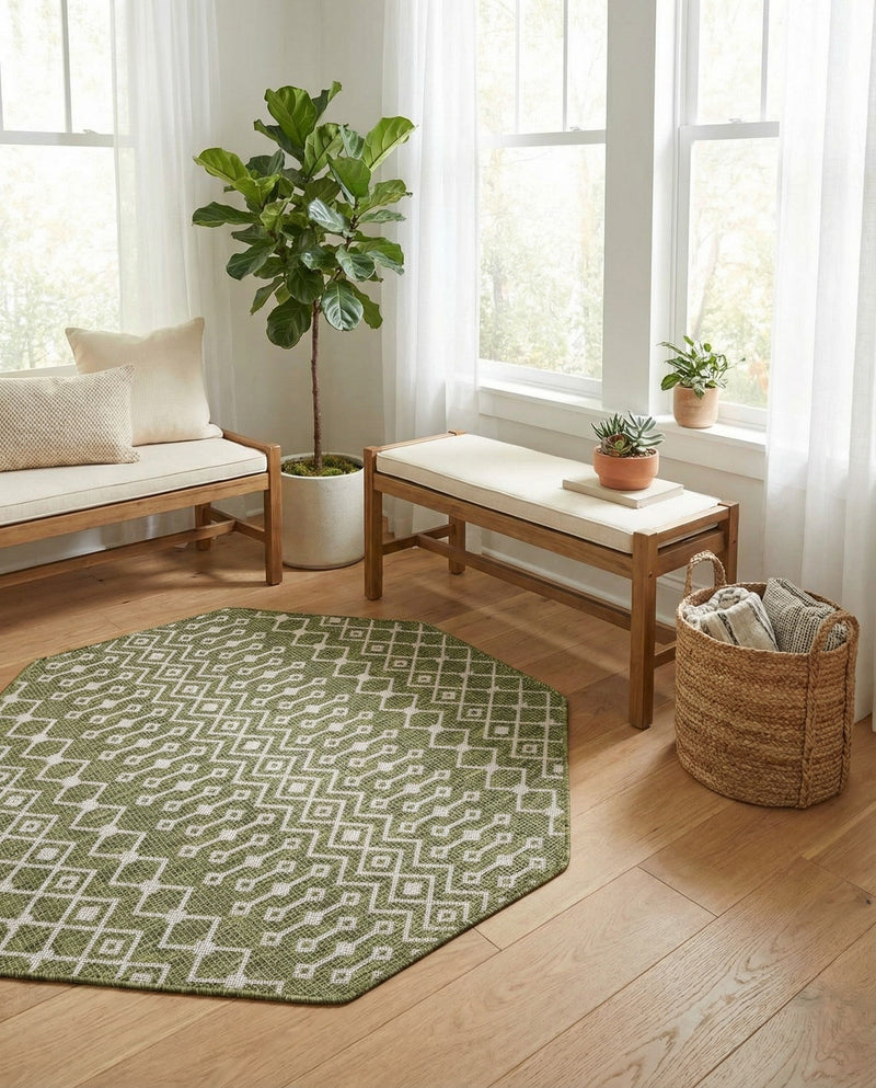 Savannah Pergola Collection Area Rug -  Pergola (Green) Octagon Green  lifestyle 49