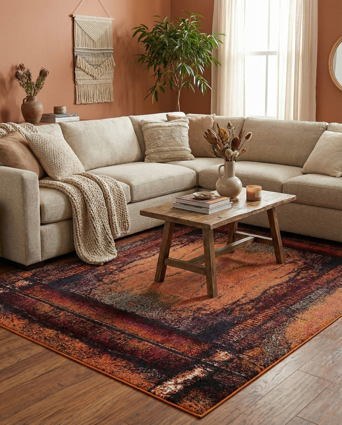 Marrakesh Elegance Collection Area Rug -  Sijilmasa Rectangle Orange  lifestyle 12