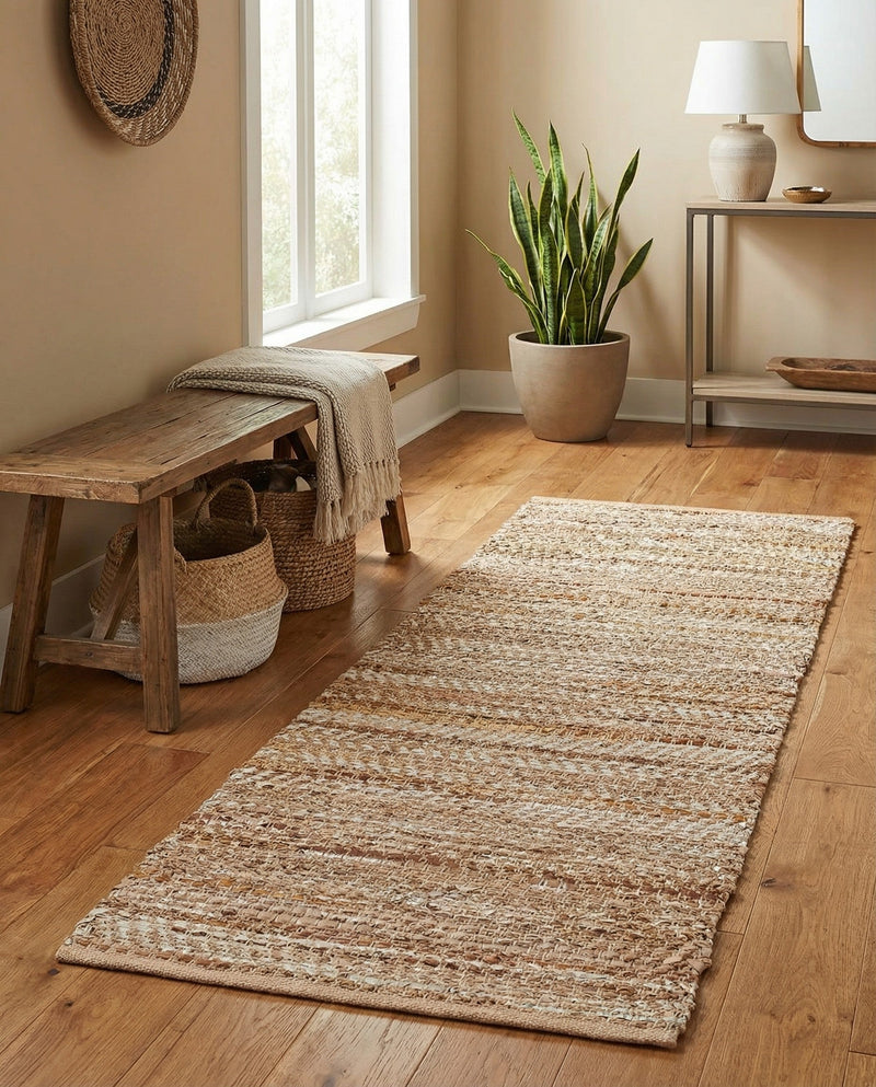 Urban Shimmer Jute Collection Area Rug - Metropolis Runner Natural  lifestyle 45