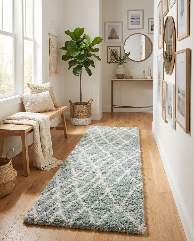 Cozy Haven Shag Collection Area Rug - Serenity (Sage Green) Runner Sage Green  lifestyle 33