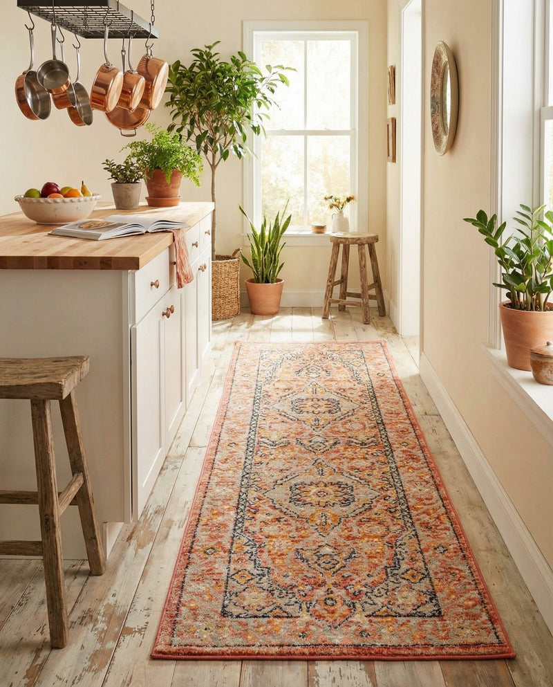 Seville Stripes Collection Area Rug - Cadiz (Brick Red) Runner Brick Red  lifestyle 26