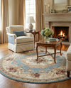 Versailles Elegance Collection Area Rug -  Louveciennes (Light Blue) Round Light Blue  lifestyle 79